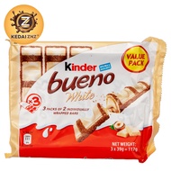 Chocolate Kinder Bueno White Milk and Hazelnuts Chocolate T3 (3x2 Bars) 117g Coklat