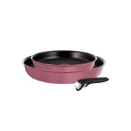 Tefal 特福 巧變精靈系列 IH平底鍋 L6569012 26cm+22cm 3入組  玫瑰粉  1組