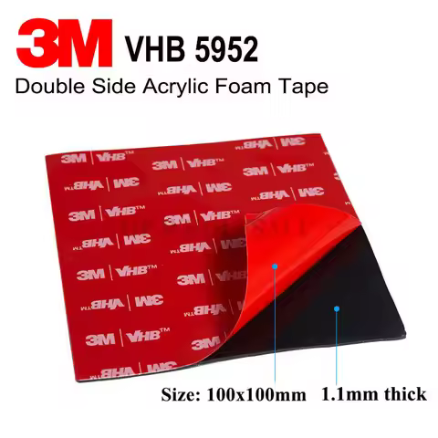 1piece 100mmx100mmx1.1mm 3M VHB 5952 Heavy Duty Double Sided Adhesive Acrylic Foam Tape Black