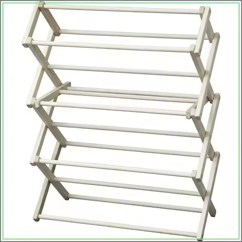 Wooden Clothes Drying Rack - Amish Handmade Foldable Laundry Rack for Towel, Blanket, Linen - Indoor
