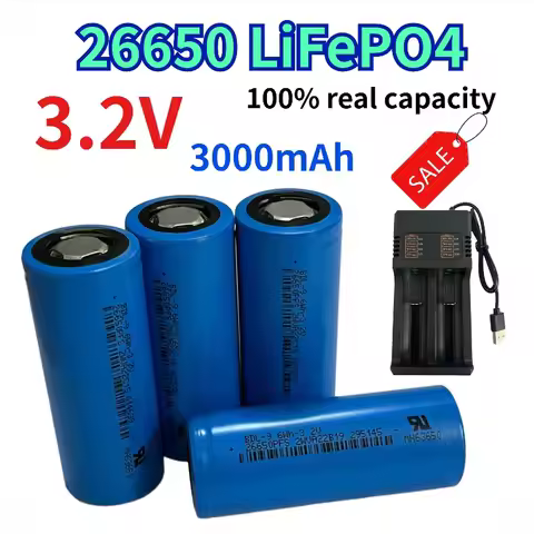 100%capacity 26650 rechargeable lithium battery 3.2V 3000mAh lithium ion battery for flashlight mine