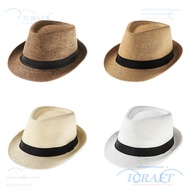 CRAFTML Straw Panama Cap Summer Gangster Cap Beach Jazz Dress Hat