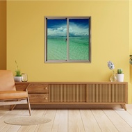 Changdee ประตู ECO WELLINGTAN (LIKE) หน้าต่างอะลูมิเนียม SS W-AL/001 100x100ซม. สีชา (ไม่มีมุ้ง)