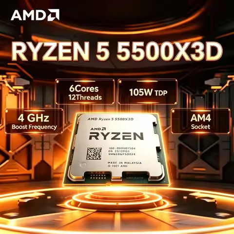 AMD Ryzen 5 5500X3D 6 Core 12 Thread 3D V-Cache 96MB L3 Cache 4.0GHz AM4 Socket 7nm Zen3 Gaming Desk