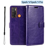 Casing Untuk Hp Tecno Spark 5 Spark 5 Pro Flip Cover Wallet Sarung Hp Case Dompet Sarung Kulit
