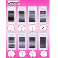 GLAM & NEED 10 Rows D Curl Automatic Flowering W Shape Bloom 3D/4D/5D/6D/7D/ 8D/ YY/ 6D Real/ Wet La