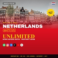 Netherlands eSIM 50GB Data | QR Sent in Chat | Superfast 5G/4G | 180 Days | REDXTRAVEL.MY