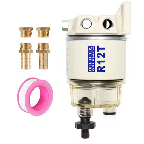 R12T Marine Fuel Water Separator 10 Micron Filter Replace S3240 120AT, 1/4"NPT Gas Diesel Outboard F