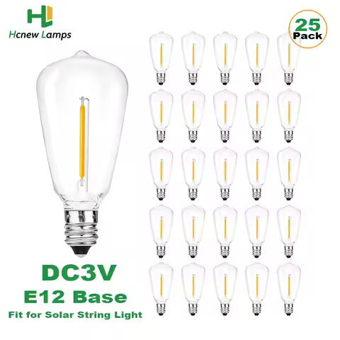 Low Voltage DC3V LED Bulb ST38 1W Antique Retro E12 Light Lamp 3V Solar String Light Replacement Bul