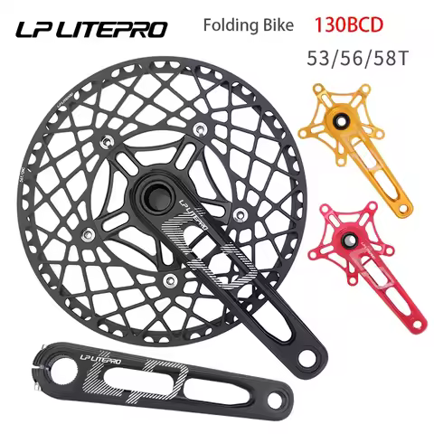 LP Litepro Folding Bicycle Crank 170MM aluminum Hollow Integrated 53T 56T 58T Single Chainring 130BC