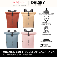 Delsey Paris Turenne Soft Rolltop 46L Backpack | Beige, Pink, Blue Grey &amp; Brick