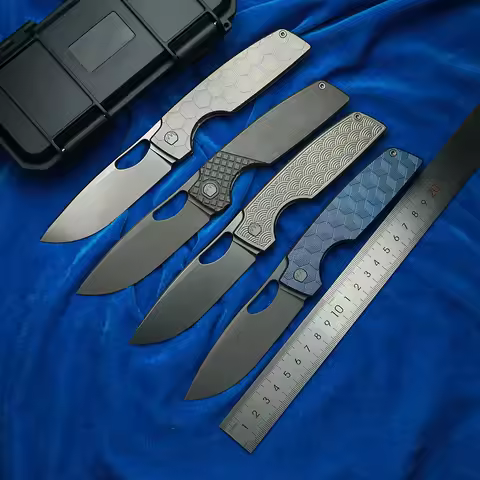 LEMIFSHE cedar Flipper Titanium 154CM Steel Ceramic Bearings Pocket EDC Tool Camping Hunting Outdoor