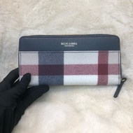 Burberry Blue Label 格仔拼藍色拉鍊長銀包 XB516