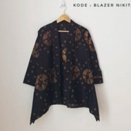Bolero Batik Indigo Blazer Nikita Motif Batik Pekalongan