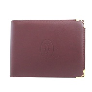 Like New Cartier Must Line Leather Bordeaux Bi-fold Wallet 0919 [Used] Cartier