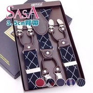 P Plaid Men's Strap Six-Clip Suspenders Boxed Clip Elastic Suit Pants 6-Clip 3.5 * 115CM Shoulder H0