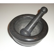 15cm Black Granite Polished Stone Mortar and Pestle Set Lesung Batu Mixing Grinding Bowl Powder Herbs Spices Tool DIY
