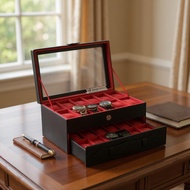 WATCH BOX | Watch BOX | WATCH CASE CONTAINS 24 BLACK INNER RED