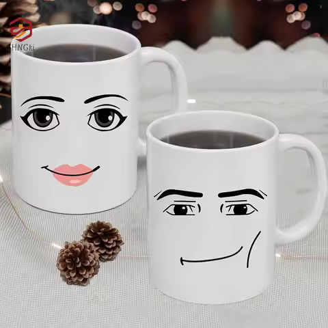 1pc 325ml Funny Men or Woman Faces Coffee Mug Cute Gamer Birthday Gift Back To School Ceramics Cup 1
