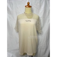 [READY Daily Kawaii Y2K Coquette Mori Goth Vintage Outfit] Sanrio My Melody Brukat Top Creamy White