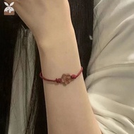 [CH] Lucky Bracelet Handwoven Bracelet Best Friend Gift Resin Plum Blossom Red Rope Bracelet CH