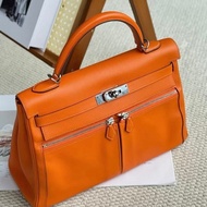 愛馬仕 Hermes Kelly Lakis32火焰橘S皮框M墊板 肩帶 鎖具 鎖具塵袋