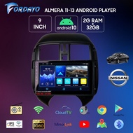 Fordayo Nissan almera 2011 - 2013 9 Inch car android player DSP with  casing 2+32GB plug n play mirrorlink 2+32GB