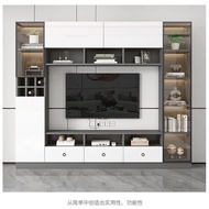 Light Luxury TV Cabinet Background Wall Integrated Combination Wall Cabinet Living Room Storage Locker Multifunctional TV Cabinet Customization