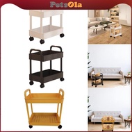 PETSOLA 2 Tier Utility Rolling Cart, 2 Tier Trolley Rack, Rolling Cart Serving Cart for Bedroom