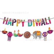 Hot Diwali Banner Party Decoration Happy Diwali Pull Flag Spiral Gift for Indian Festvial Deepavali Decoration Wholesale