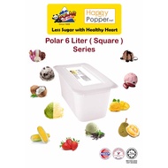 Happypopper Polar Ice cream 6 Liter 6liter Scoop Square Tub Frozen Snack Aiskrim