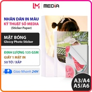 Giấy In Decal A4/A3/A5/A6 Media Mặt Bóng 135gsm 50 Tờ Giấy Decal Bóng Nhãn Dán Sticker Decal Sữa Giấ