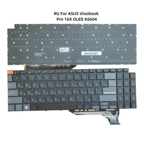 RU Laptop Backlit Replacement Keyboard For ASUS Vivobook Pro 16X OLED K6604 black Orange ESC Keycap 