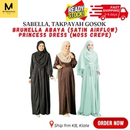 READY STOCK POS SEGERA Sabella Brunella Princess Set Jubah Abaya Dress Plain