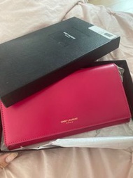 新年換銀包 saint laurent 超靚色桃紅長銀包 全新全新