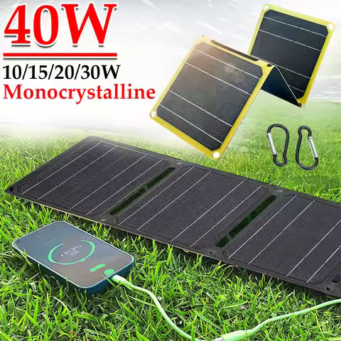 Outdoor Powerful Portable Solar Panel 5V 30W 40W Battery Phone Charger PD 20W QC 3.0 5V 9V 12V For U