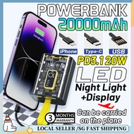 🔥SG READY STOCK New Power Bank 20000mAh Punk Style Transparent Large Capacity Power Bank