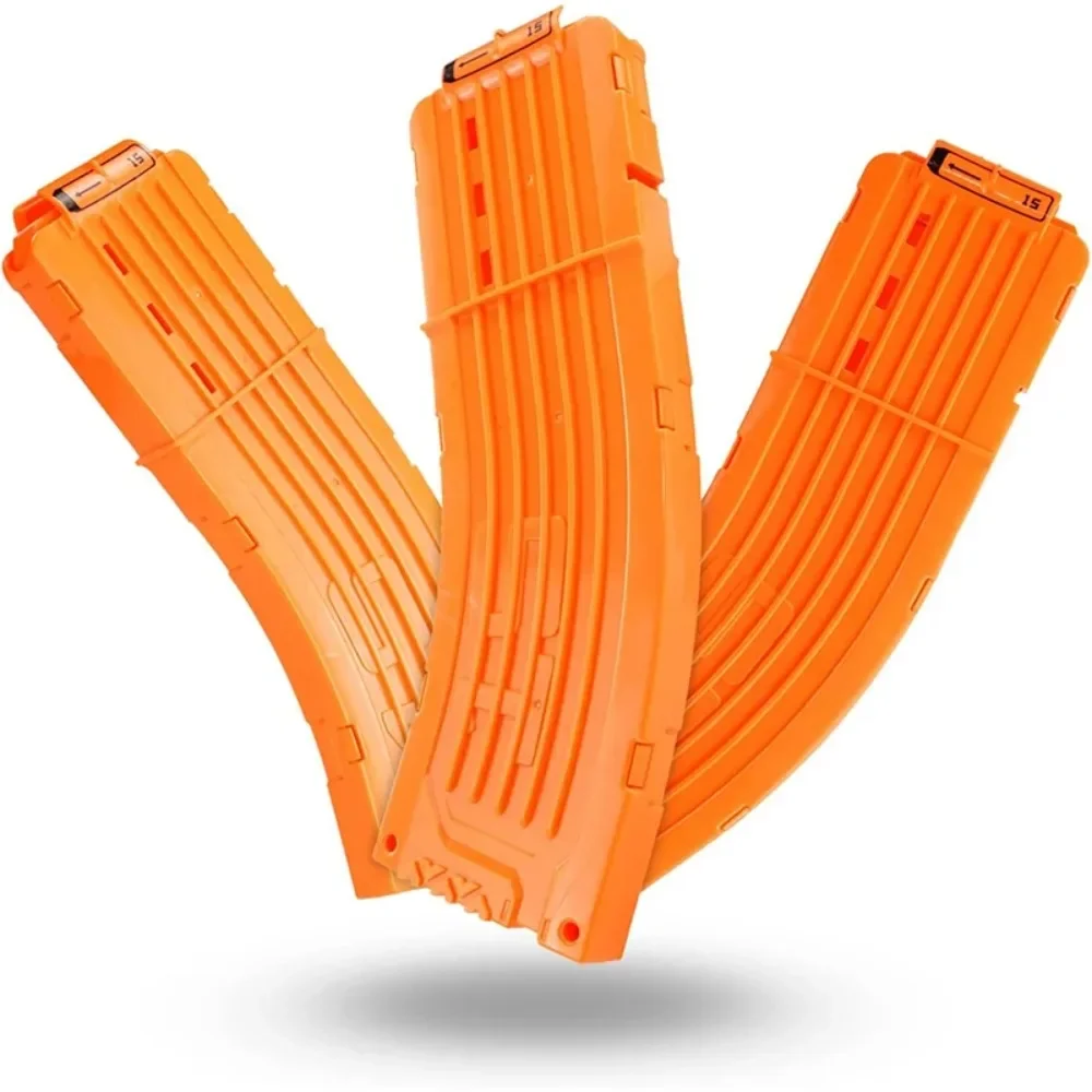 1/3PCS Orange 15-Darts Curved Magazine Replacement Banana Curved Quick Reload Clip Compatible for Nerf Elite Darts Toy Gun