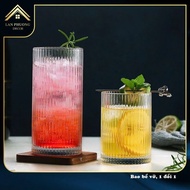 Straight striped heat-resistant glass cups 309H and 314H- 360ml.