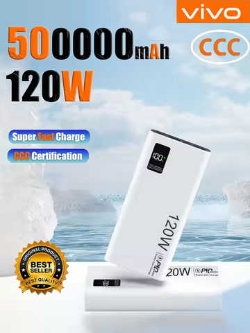 VIVO 500000mAh CCC Certification 120W Fast Charging LED Power Bank High Capacity Powerbank Portable 