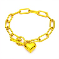 【Murah】Rantai/Gelang Tangan Paperclip Love Gantung Hollow EMAS916