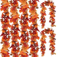 1 Pack Fall Leaf Garland, Artificial Maple Leaf Autumn Garland Fall Leaves Hanging Vines Fall Maple 