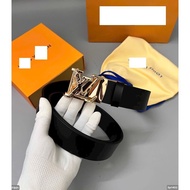 Gold-plated Lv men's belt, Lv men's belt with automatic buckle, pu leather material, anti-rust metal