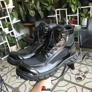 Sepatu PDL Pendek Model BOA Tawon Hitam Kulit SAPI Untuk Dinas Jatah TNI POLRI Terbaru