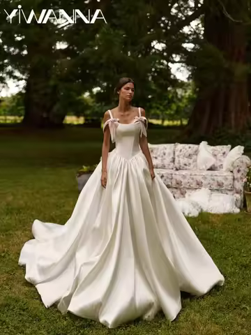 Romantic Satin Thin Straps Wedding Dress Pink 3D Floral A-line Long Bridal Gown Customized Graceful 