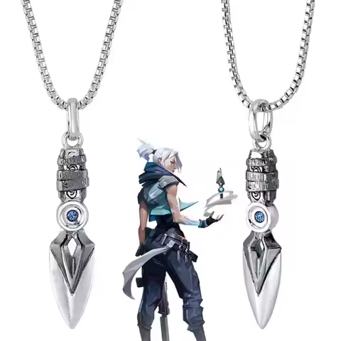 Gamer Valorant Jett Knife Necklace for Women Men Fashion Gamer Jewelry Accessories Knife Pendant Nec