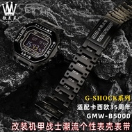 Suitable for G-SHOCK Casio GWM-B5000 DW5600 Modified Stainless Steel Metal Mecha Case Watch Strap