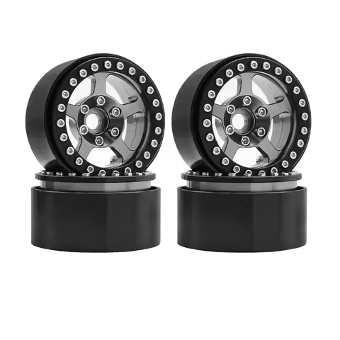 4pcs 1.9 Inch Aluminum Alloy Beadlock 5 Spokes Colorful Wheels for 1/10 RC Crawler TRX4 YK4102 Axial