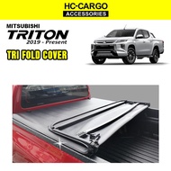 HC-CARGO Mitsubishi Triton 2015 - 2022 Tri-Fold Cover FLAT CANVAS SOFT LID CANVAS NO ROLL BAR  USAGE