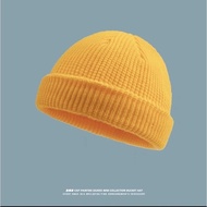 Beanie Hat Topi Streetwear Unisex Knitted Skullcap Hat Binnie Cap Roll Up Edge Trendy Cap 2